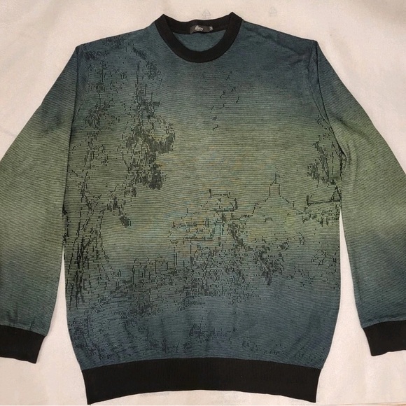 Brioni Teal and Black Crewneck Sweater